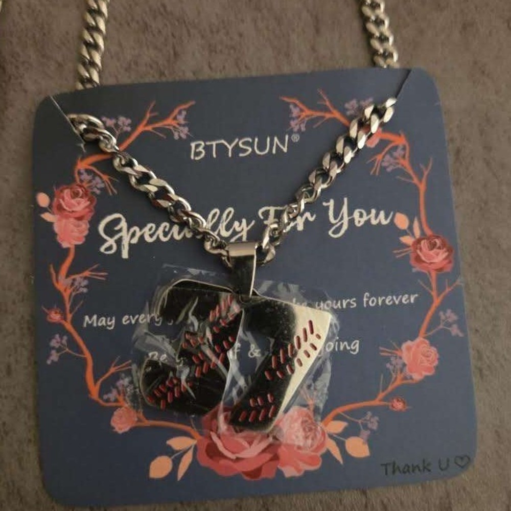 BTYSUN Baseball Number 37 Pendant Necklace Silver Tone Curb Chain Sport Jewelry